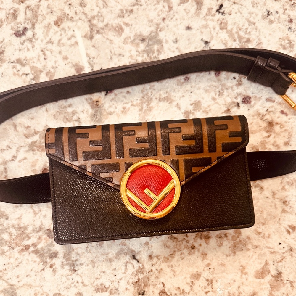 Fendi Black and Brown Crossbody Bag with Iconic Monogram